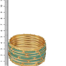 Jazz and Sizzle Set Of 12 Gold-Plated Artificial Stone-Studded & Beaded Bangles image 3