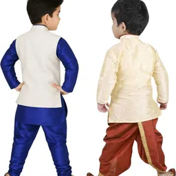 Covetus Kids-Boys Cotton Blend Solid Kurta Sets image 3