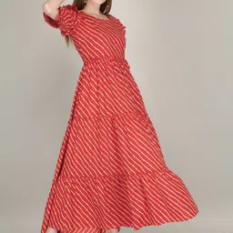 SupBir Women Striped Flared Sleeves Maternity Anarkali Kurta image 4