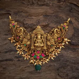Kushal's Fashion Jewellery 92.5 Pure Silver Gold-Plated Contemporary Temple Pendant-picture-37