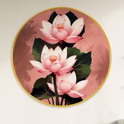 Livin'luxe Pink & Green Large Round Flower Wall Art 20" x 20" image 3