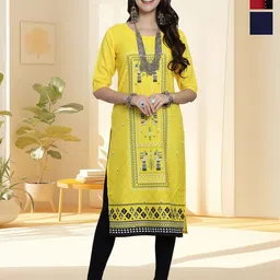 HERE&NOW Women Pack of 3 Ethnic Motifs Printed Daily Straight Kurtas-picture-13