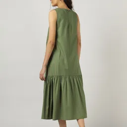 Sands of India Women Gathered Sleeveless Drop-Waist Midi Dress image 3