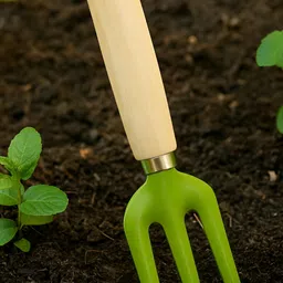 ecofynd Green & Beige Gardening Hand Fork Tool With Wooden Handle image 5