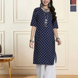 HERE&NOW Women Ethnic Motifs Printed Crepe Kurta Pack of 3-picture-40