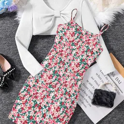 BAESD Floral Applique Crepe A-Line Long Dress-picture-28