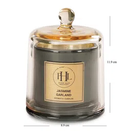 Pure Home and Living White & Grey Jasmine Garland Scented Jar Candlewith Cloche image 3