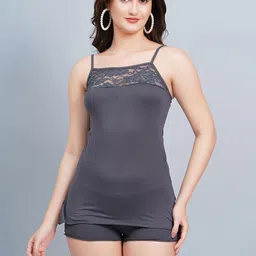 Fleurt Women Baby Dolls Self Design Night Wear-picture-28