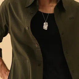 PRIMAL GRAY Men Spread Collar Solid Cotton Casual Shirt image 3