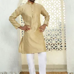 KRAFT INDIA Men Ethnic Motifs Printed Jacquard Kurta image 4