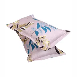 Myntra Elegant Homes Beige & Blue Floral 150 TC Queen Bedsheet with 2 Pillow Covers image 5
