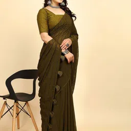 K 5 Fashion Striped Pure Chiffon Saree-picture-5