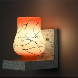 1ST TIME Orange & Orange Printed Wood Quirky Abstract Shaped Shaped Wall Lamp image 2