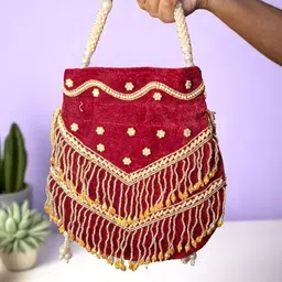 Anandi Embroidered Velvet Potli Clutch image 4