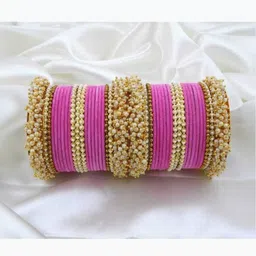 Only Offers Pink Glass Artificial Stones Bangle image 1