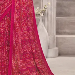 DURGA EMPORIO Bandhani Printed Pure Chiffon Saree image 4