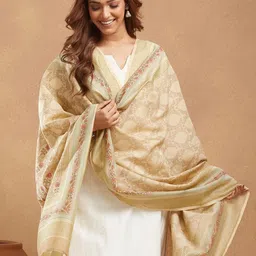 Fabindia Floral Block Printed Cotton Silk Dupatta image 5
