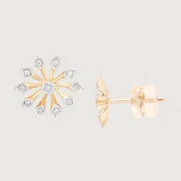Mia by Tanishq Women 9 KT Gold Lab Grown Diamond Whimsy Bloom Earrings - 1.353 g image 5