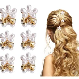 badodiya's Women Set of 6 Pearls Mini Claw Clip image 2