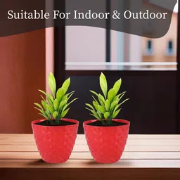 Kuber Industries Red & Blue 6 Pieces Diamond Pattern Flower Pots for Garden image 5