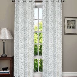 Myntra Elegant Homes Grey & White Set of 2 Floral Room Darkening Door Curtain-picture-0