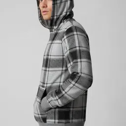 YONGE Men Checked Hooded Sweatshirt image 4