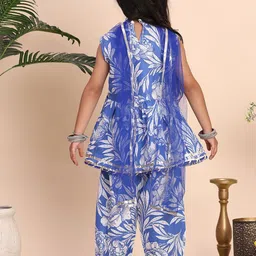 Cutiekins Girls Floral Printed V-Neck Gotta Patti A-Line Kurta With Palazzos & Dupatta image 5