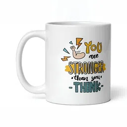 Mr UVD White & Yellow Typography Printed Ceramic Glossy Mug - 350 ml image 2