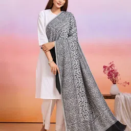 WEAVERS VILLA Women Ethnic Motifs Woven Design Stole with Fringed Border-image-38