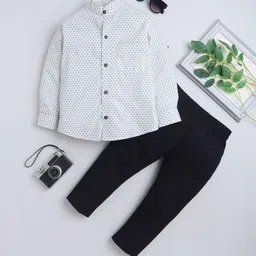 BAATCHEET Boys Printed Spread Collar Pure Cotton Shirt With Trousers-picture-10