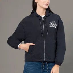 Red Tape Printed Hooded Collar Windcheater Sporty Jacket image 4