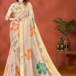 BAFNA MENS WEAR Floral Silk Blend Mysore Silk Saree image 3