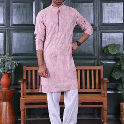 MANQ Men Embroidered Regular Sequinned Kurta with Salwar-image-33