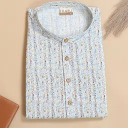 filori studio FILORI Abstract Printed Band Collar Pure Cotton Straight Short Kurta image 2