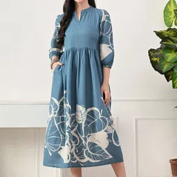 KALINI Floral Print Fit & Flare Midi Dress-picture-33