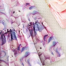 StyleCast x Revolte Girls Graphic Printed Puff Sleeve Smocked Fit & Flare Midi Dress image 5