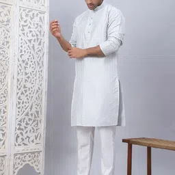 Anouk Men Embroidered Regular Chikankari Kurta with Pyjamas-picture-29