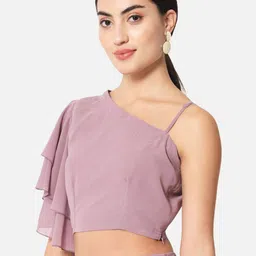 OTIRA Women One Shoulder Flutter Sleeve Crop Top image 2