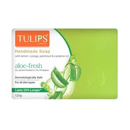 TULIPS Set Of 3 Aloe Fresh Rose Petals & Chandan Kesar Soaps - 125 g Each image 3