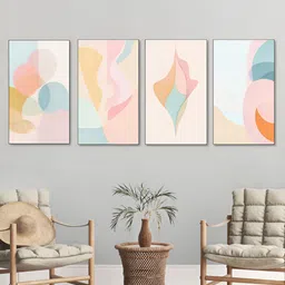 nestroots Elegant Abstract Pastel Pink & Blue 4 Pieces Canvas Wall Paintings-image-48