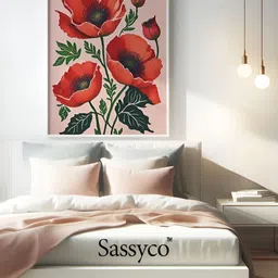 Sassyco Red & Green 1 Piece Canvas Floral and Botanical Wall Paintings-picture-33