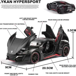 navrangifashion Navrangi 1:24 Scale Lykan Hypersport Metal Die-Cast Pull Back Openable Doors image 3