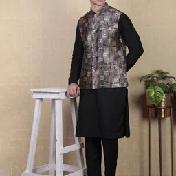Koshin Printed Mandarin Collar Nehru Jacket image 2