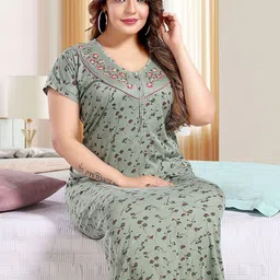 Lady Venom Ethnic Printed Maxi Nightdress-image-26
