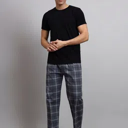 FLAMBOYANT Checked Cotton Mid Rise Lounge Pants-picture-10