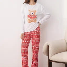 Trendyol Women Conversational Printed Night suit-image-2