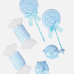 Little Surprise Box LLP Set Of 6 Blue & White Candyland Themed Christmas Tree Ornaments-picture-12
