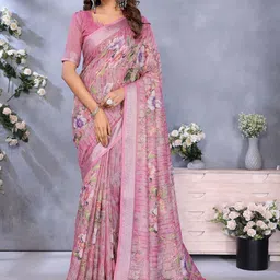 Tarlas Sarees Floral Pure Linen Handloom Saree-picture-18