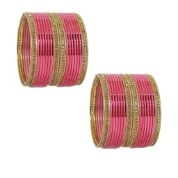 Guddan Set of 48 Pink Metal Bangle-picture-40