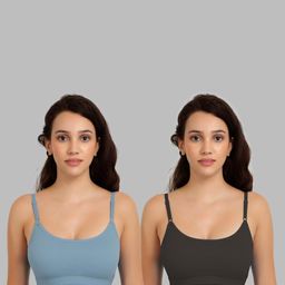 samvar Women Cotton Blue,Black Non Padded Non-Wired Lingerie Bra Sport wear Gym Crop Tank Top-picture-4